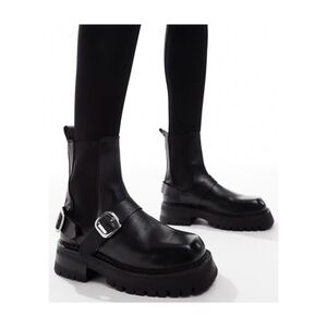 ASOS Black Chunky Ankle Boots with Buckle